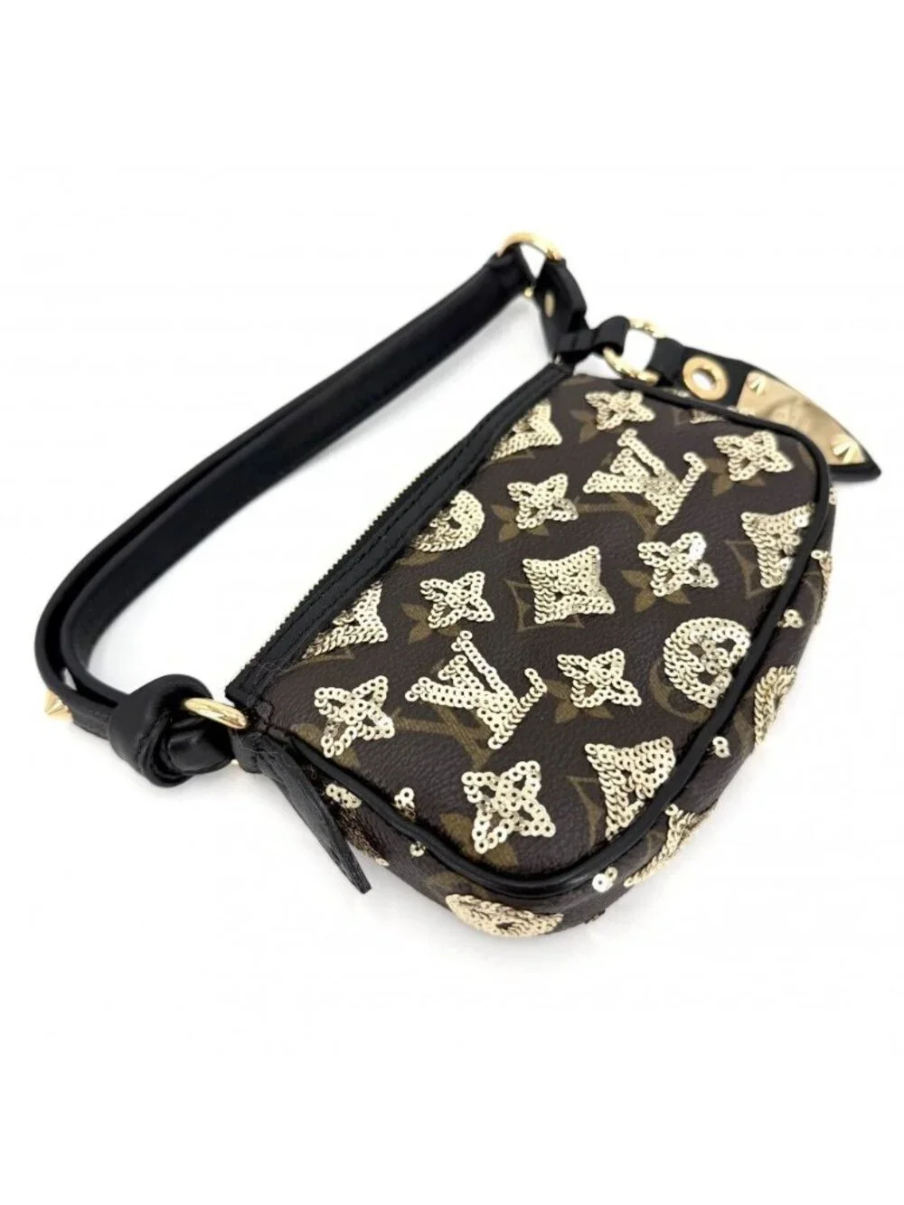Louis Vuitton Big Mini Bag Monogram Eclipse Sequin Mini Pochette Soir Brown